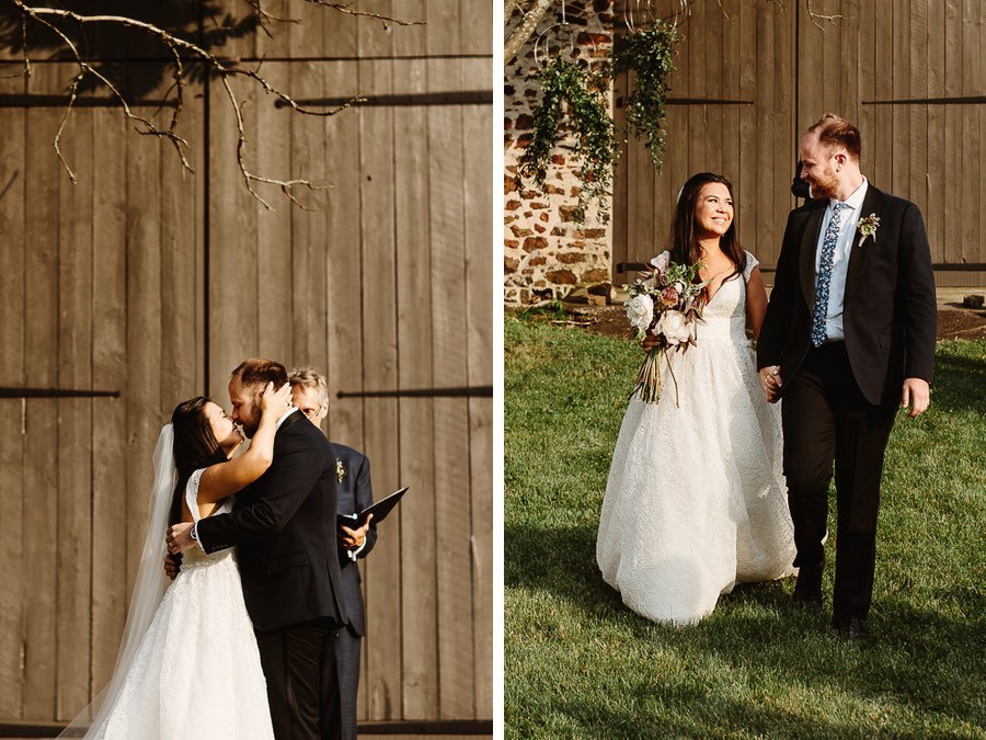 outdoor wedding ceremony at a barn