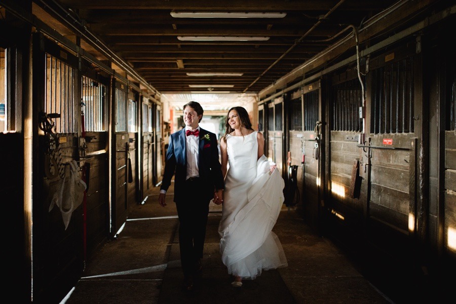 horse stable wedding portraits