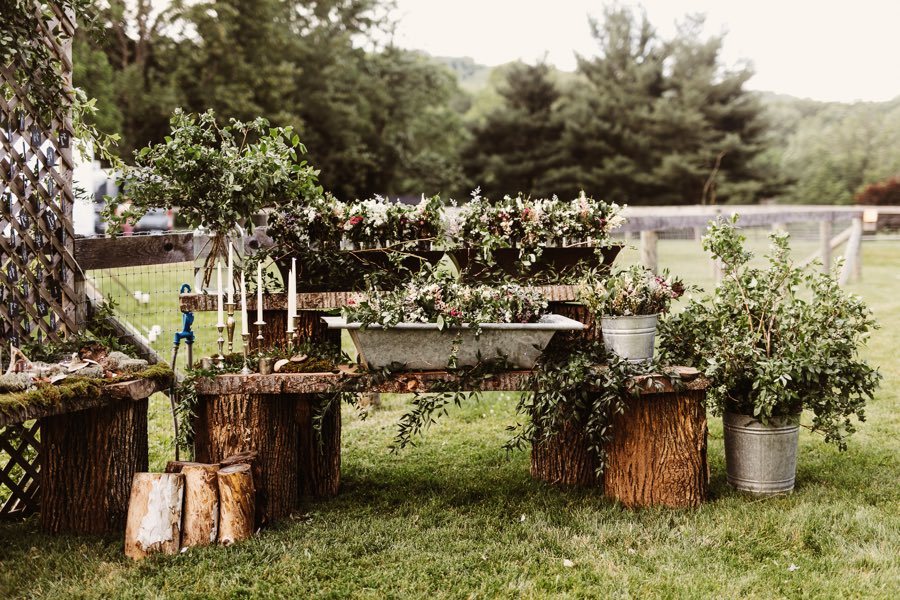 rustic pink and green wedding flowers