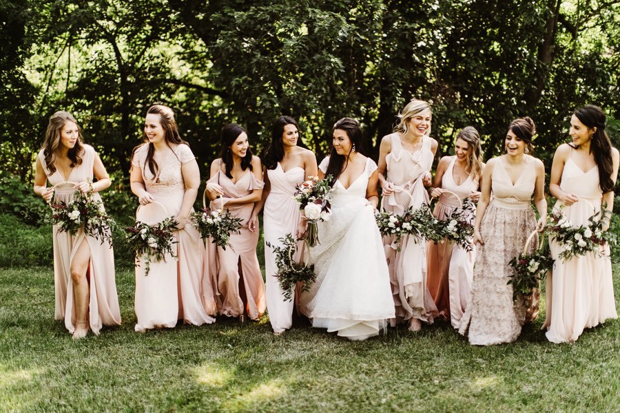 pink mismatched bridesmaid dresses