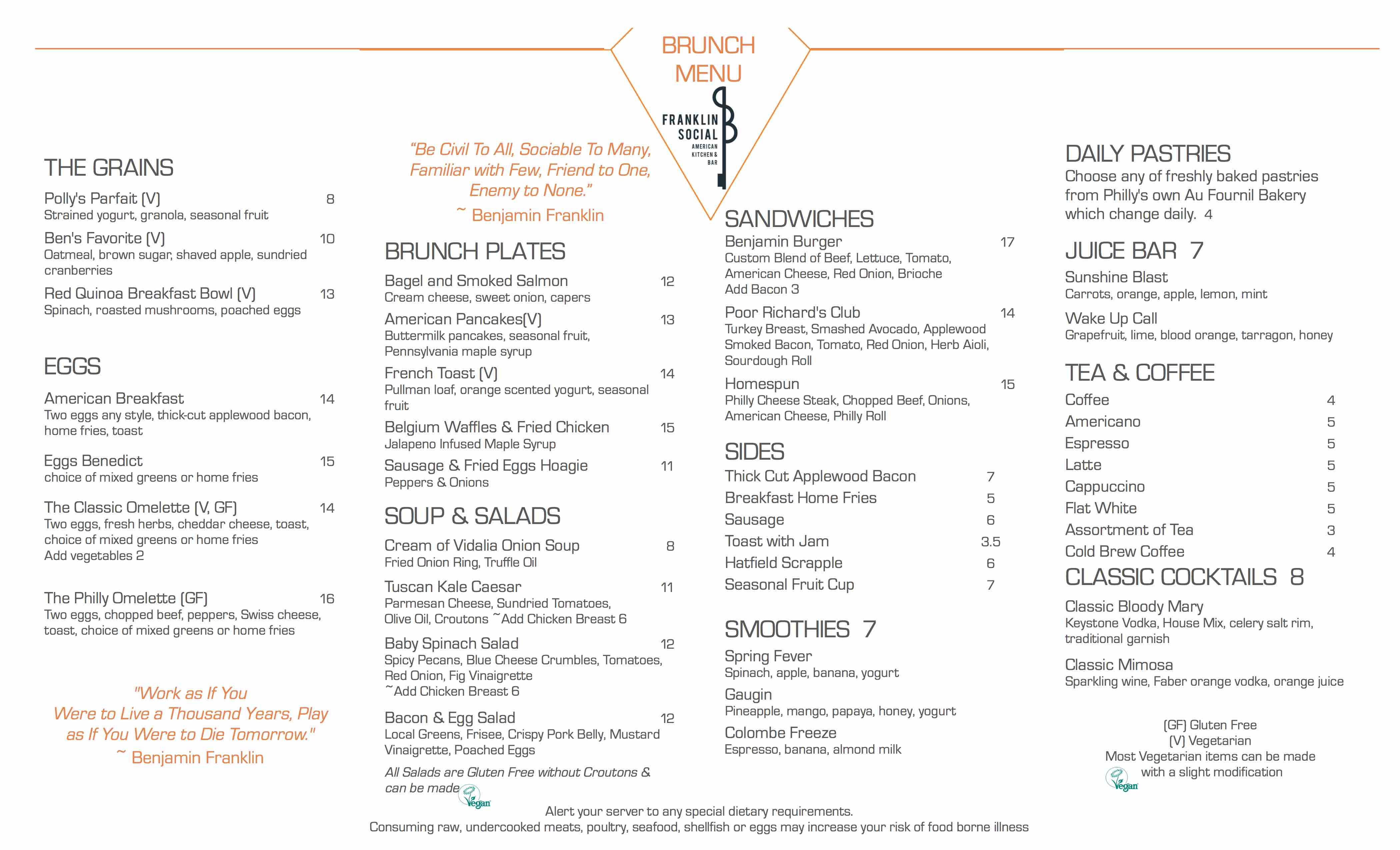 franklin social brunch menu