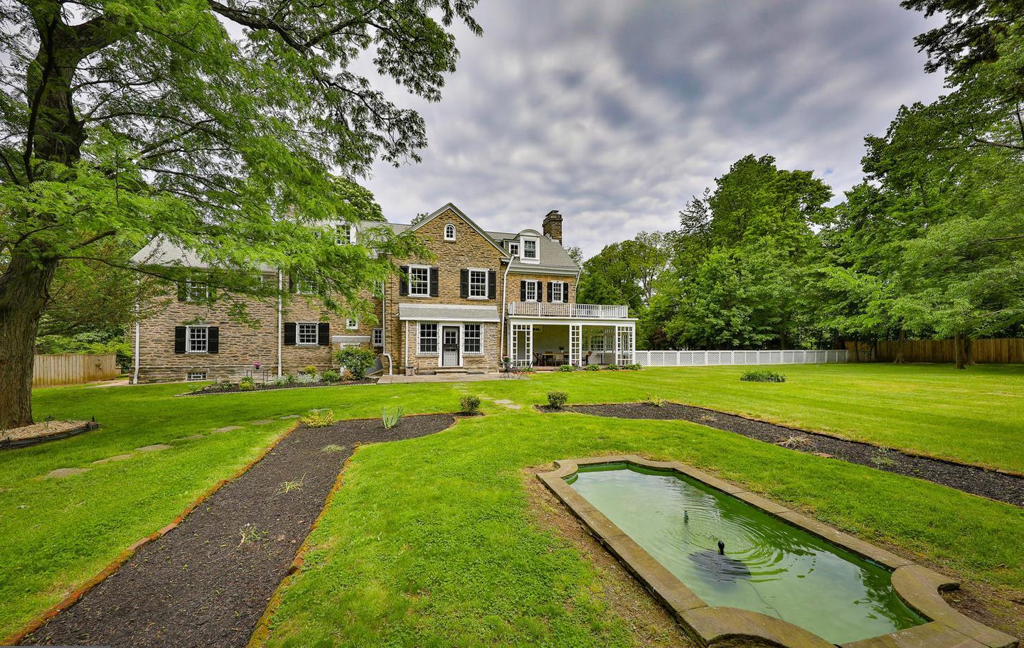 house for sale germantown updated colonial fish pond fountain and rear elevation