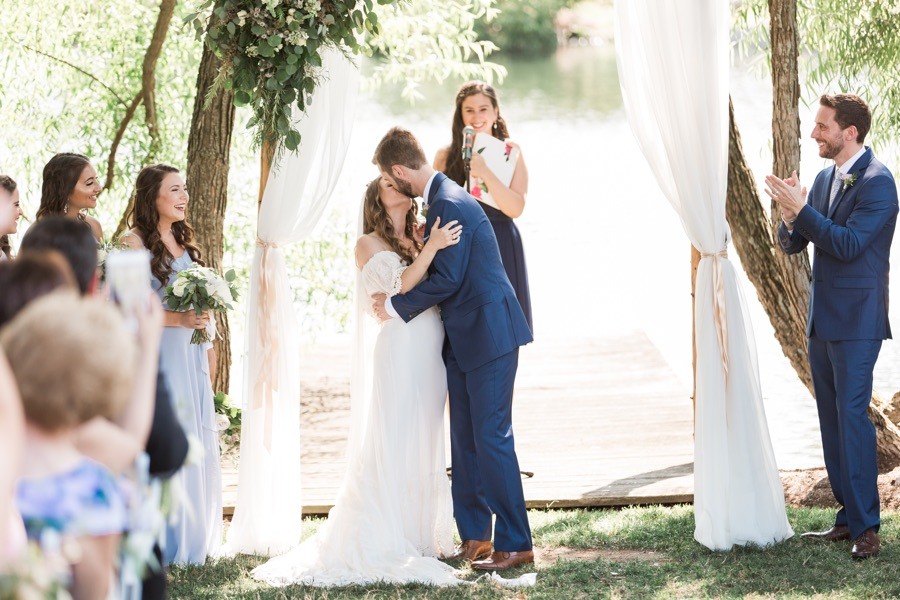 Wedding first kiss