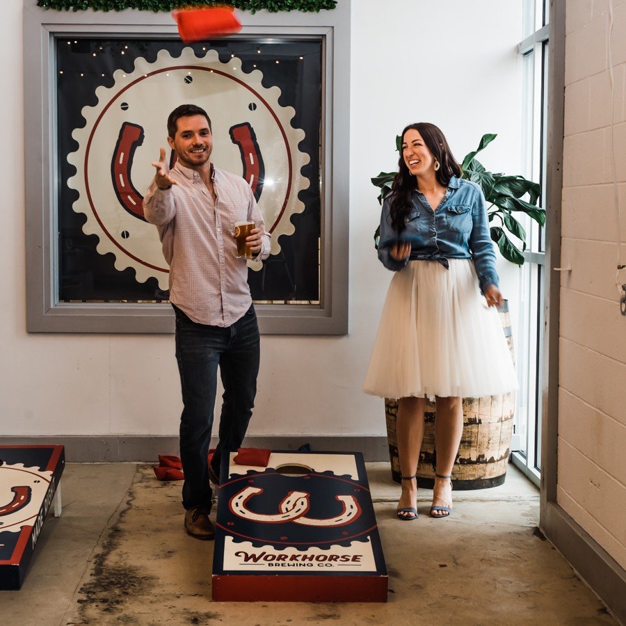 cornhole engagement photos