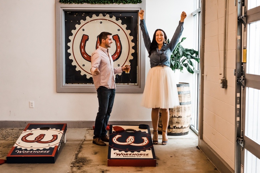 cornhole engagement photos