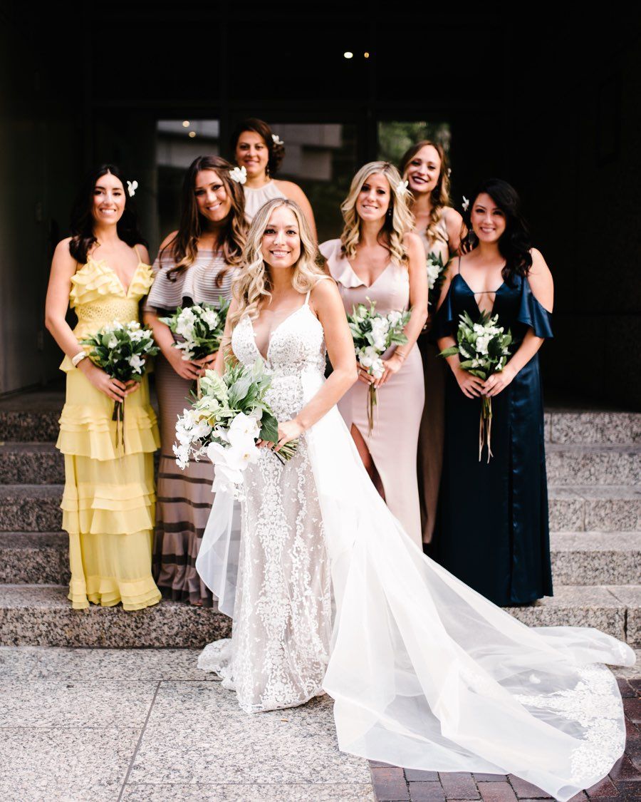 modern mixmatched bridesmaid dresses