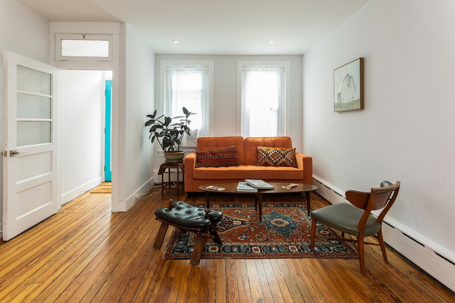 house for sale point breeze rowhouse rehab living room