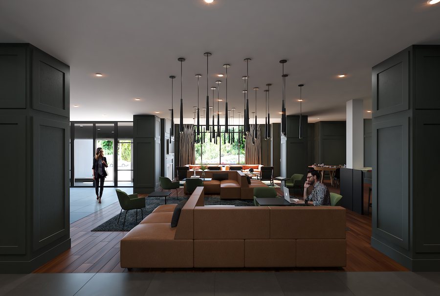 the irvine apartment profile amenity-floor lobby lounge rendering