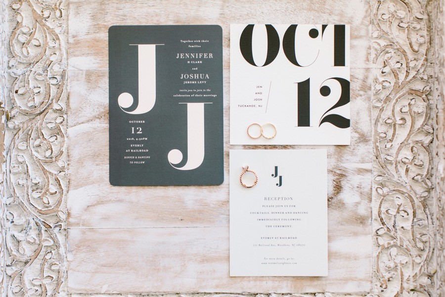 Black and white wedding invitations