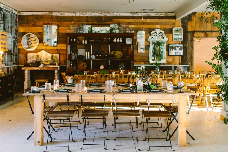 Rustic wedding reception table