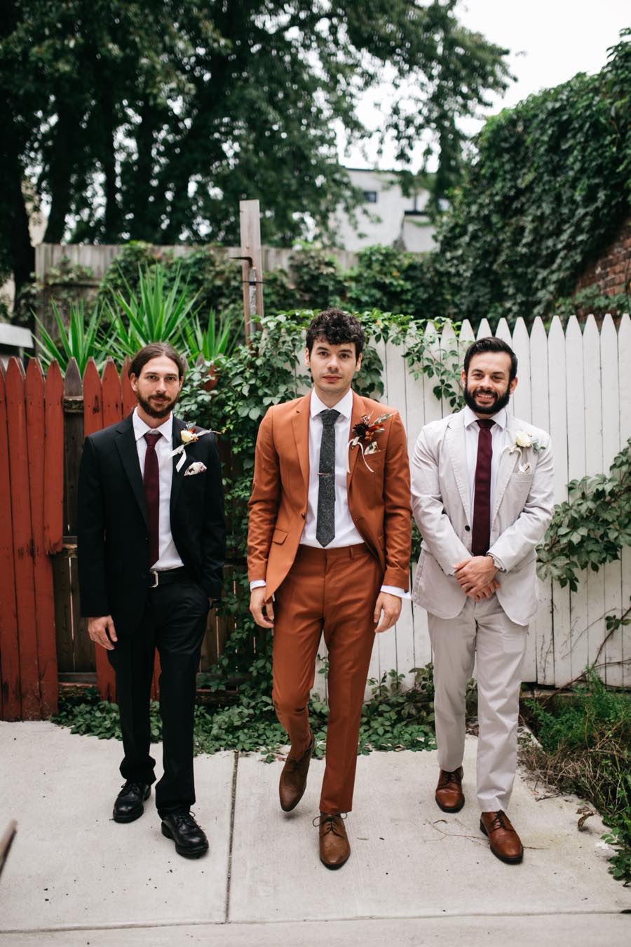 Hipster groom and groomsmen