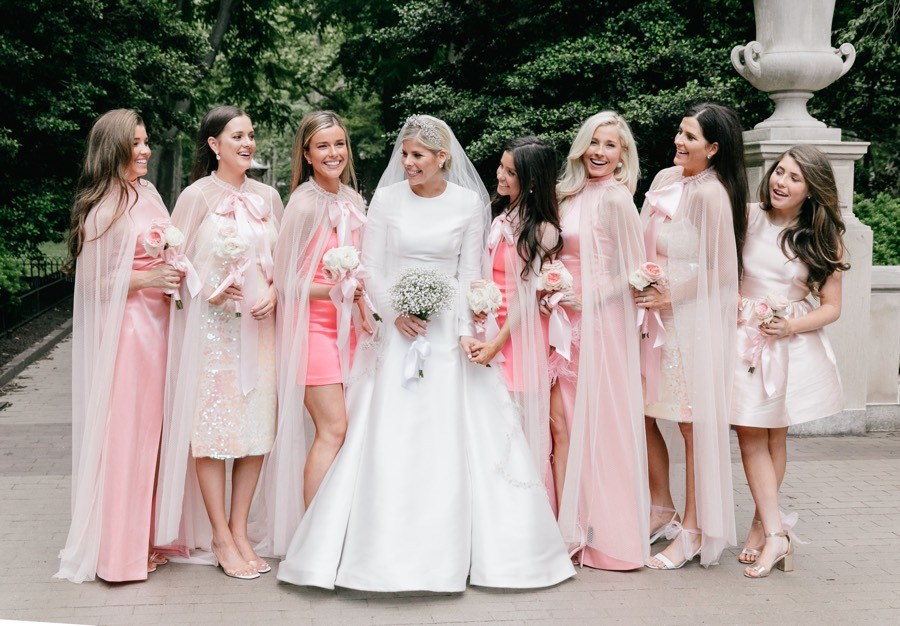 pink bridesmaids capes