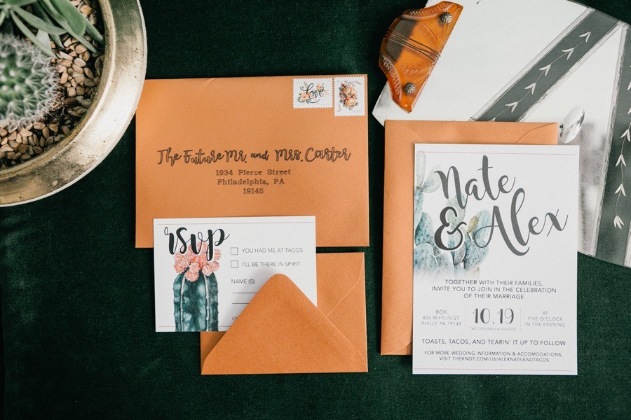 Orange wedding invitations