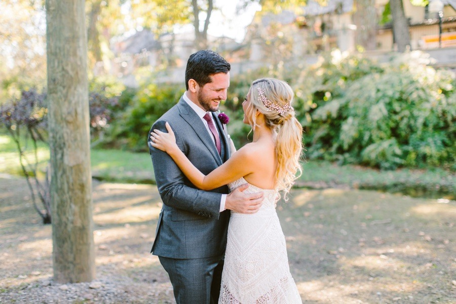 Bride and groom first look