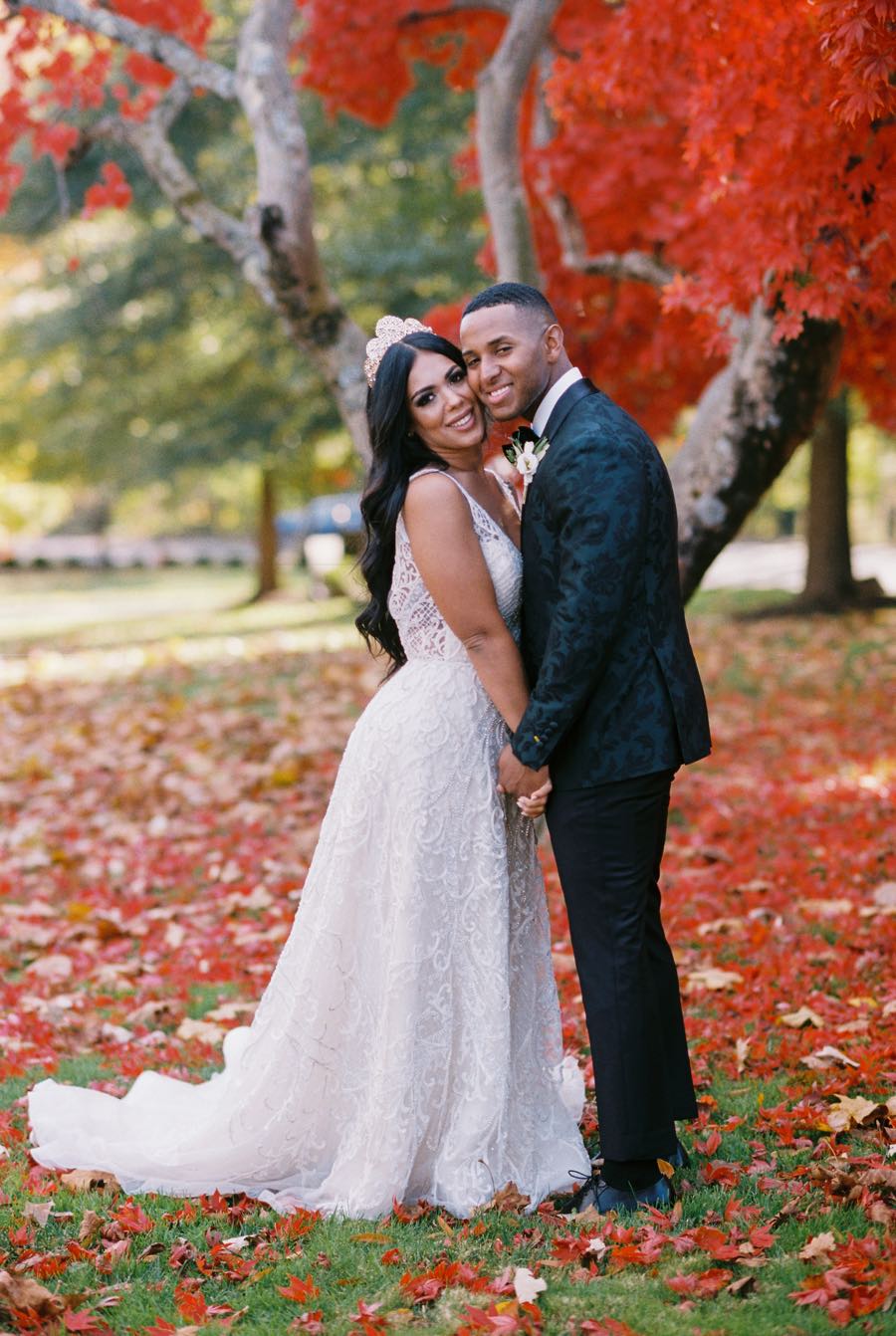 Bride and groom Morris Arboretum