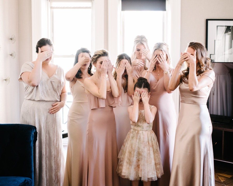 Bride and bridesmaids reveal