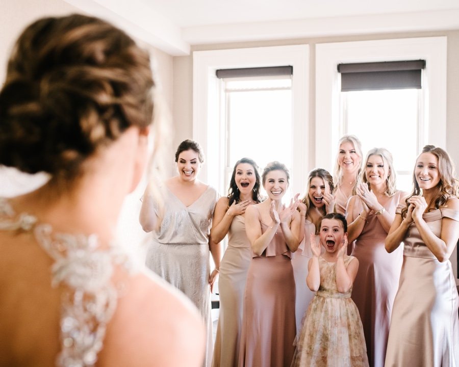 Bride and bridesmaids reveal