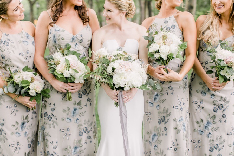 Neutral bridesmaids dresses