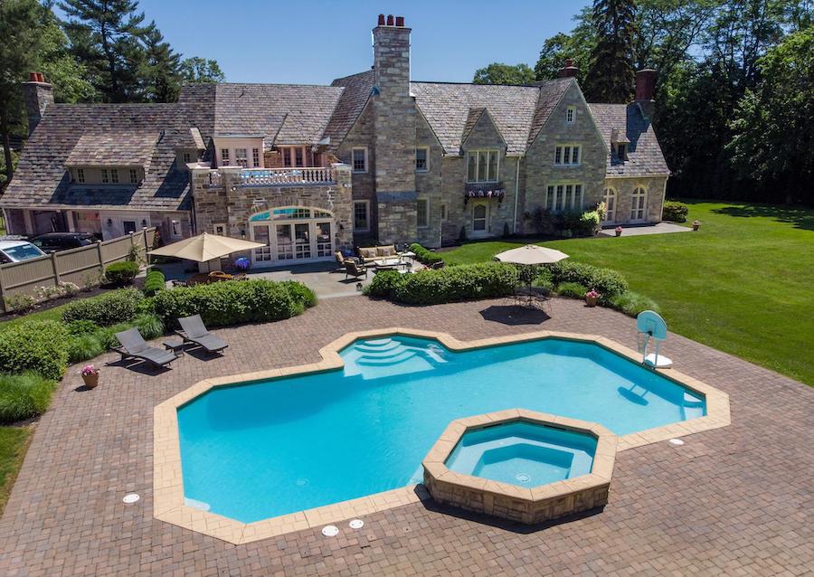 house for sale villanova greystone estate patio-pool-rear elevation