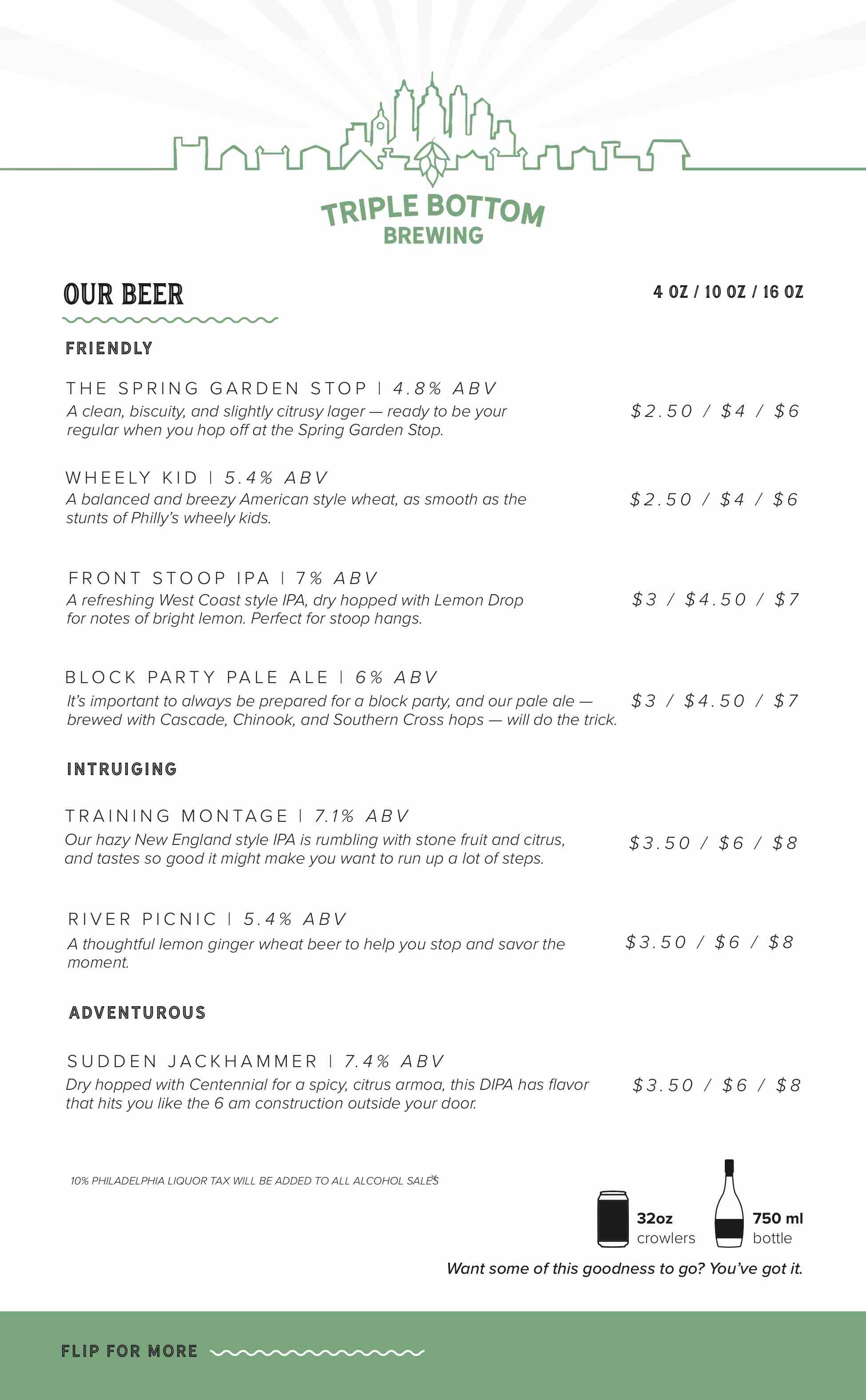 triple bottom brewing beer menu