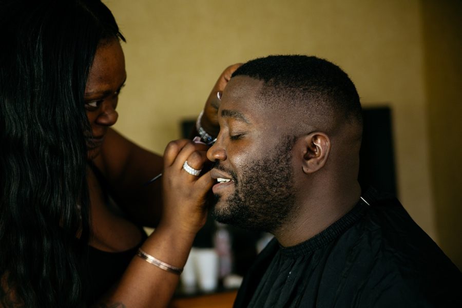 Groom getting ready