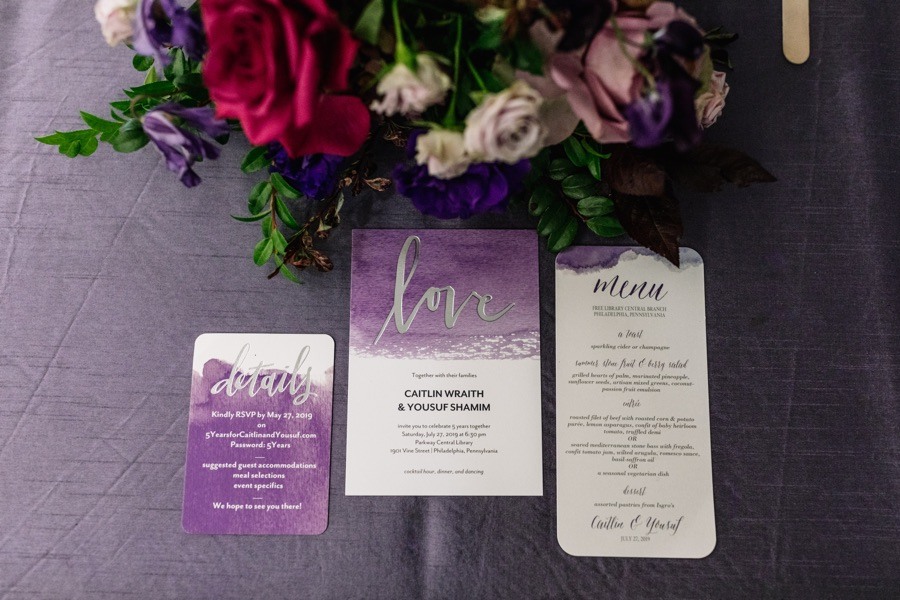 Purple wedding invitations