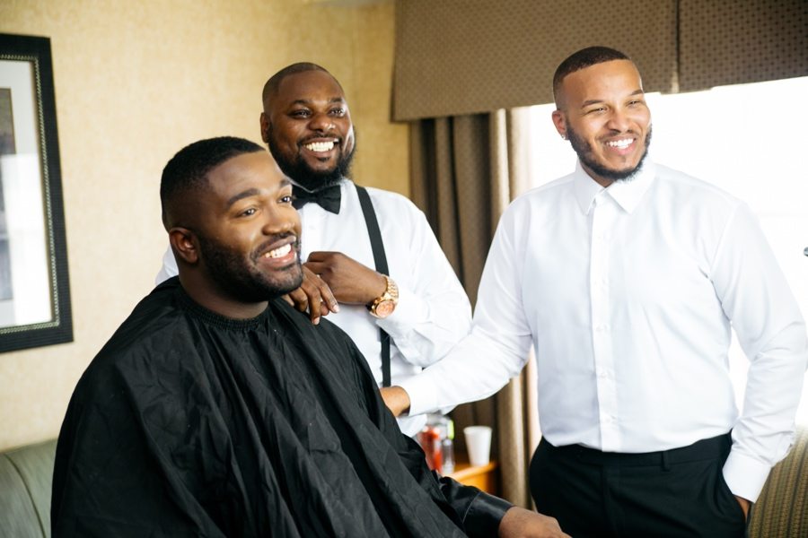 Groom getting ready