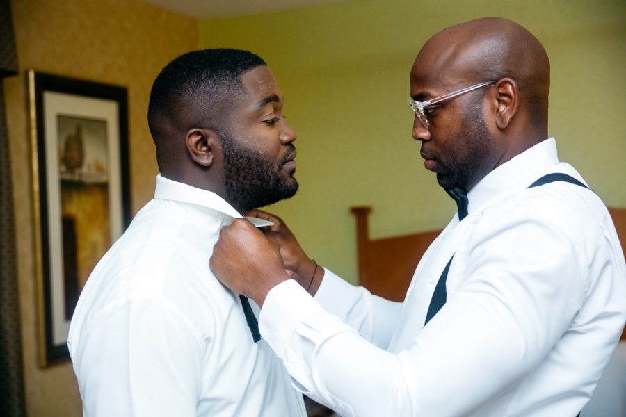 Groom getting ready