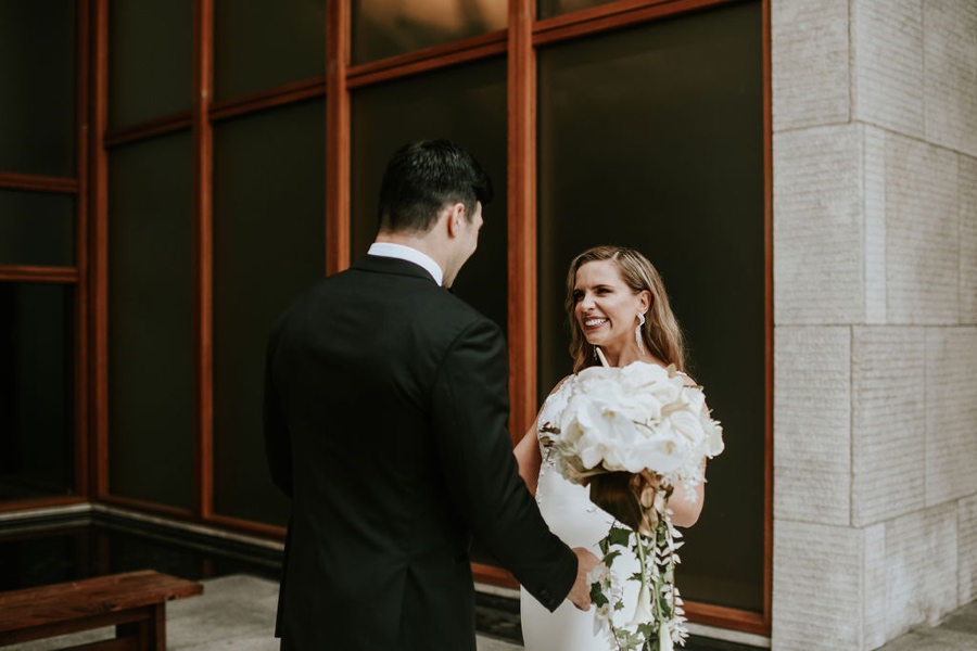 Bride and groom first look