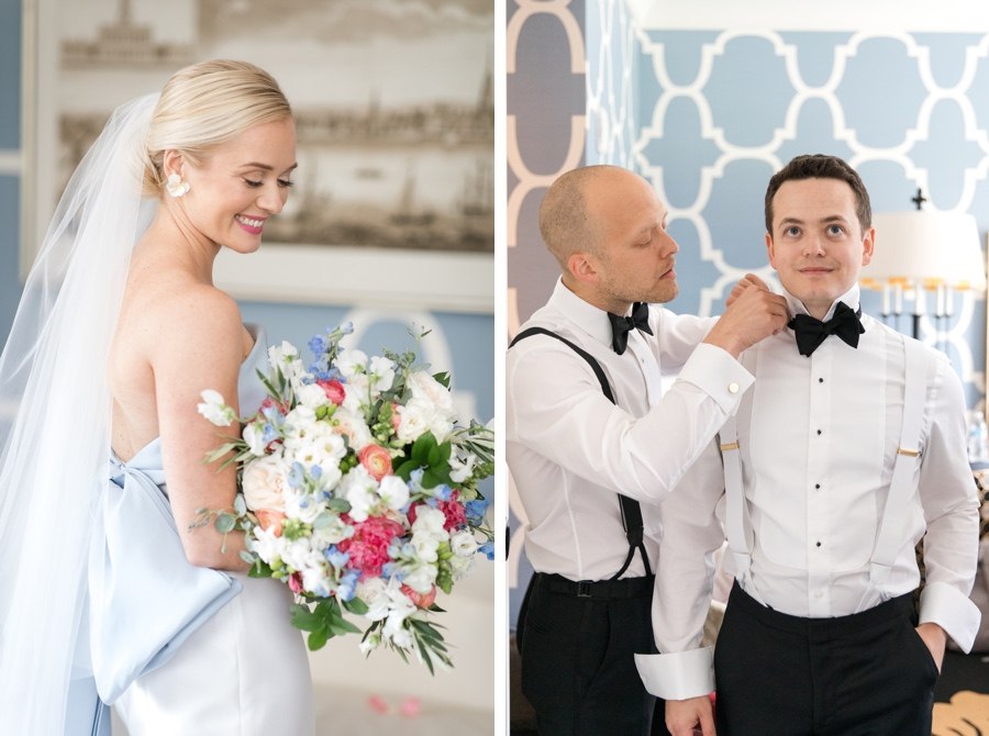 Preppy bride and groom