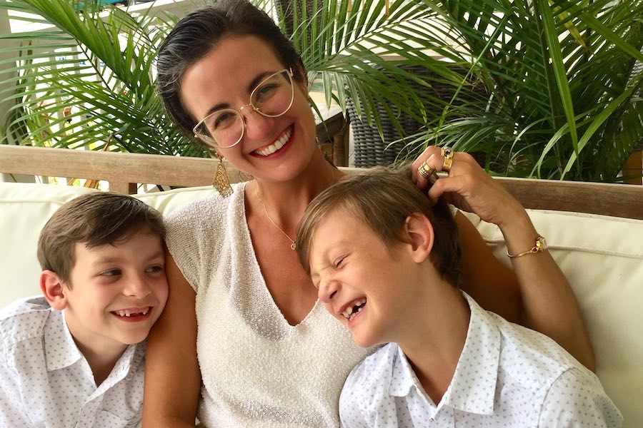givzie founder amanda olsen with her sons