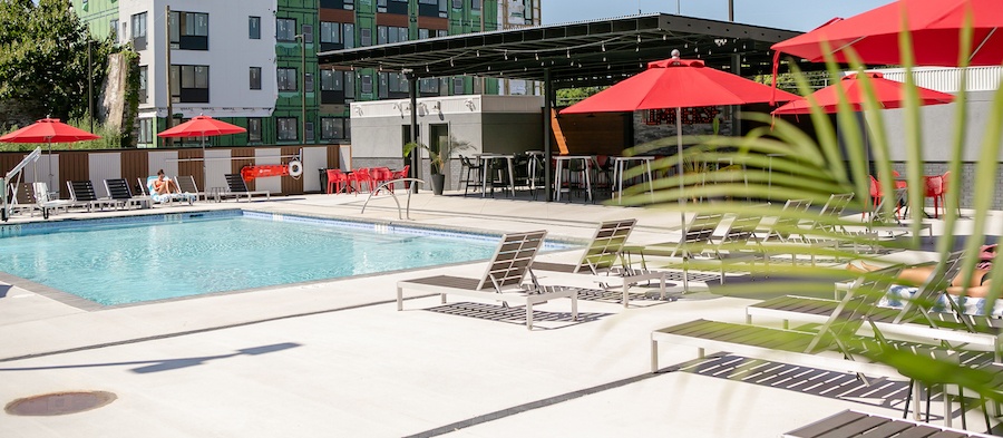 the hub at 31 brewerytown apartment profile pool and poolside bar
