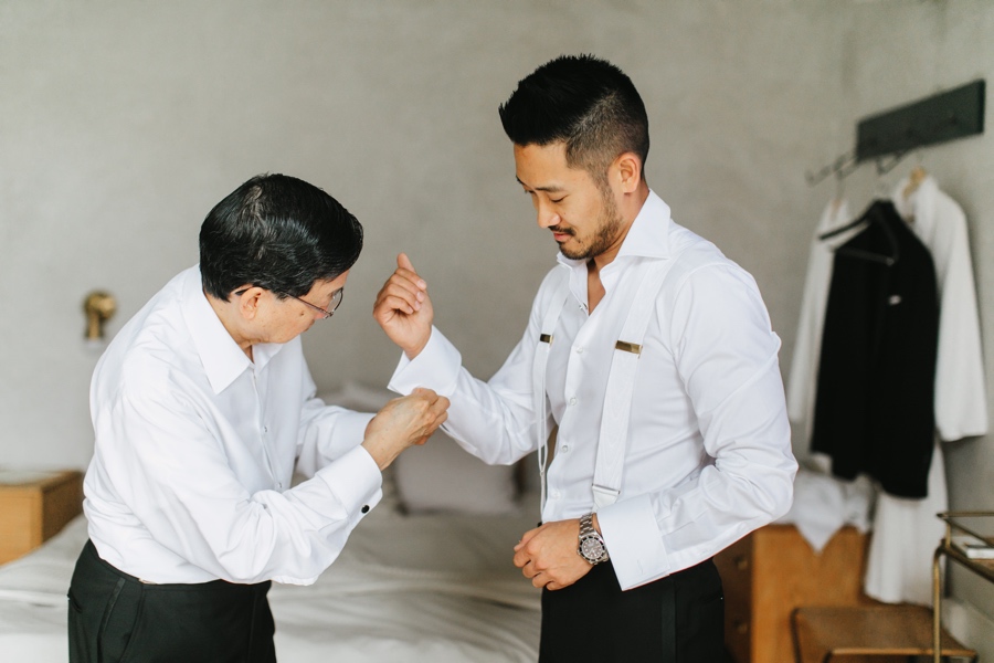 Groom getting ready