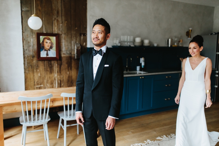 Bride and groom first look