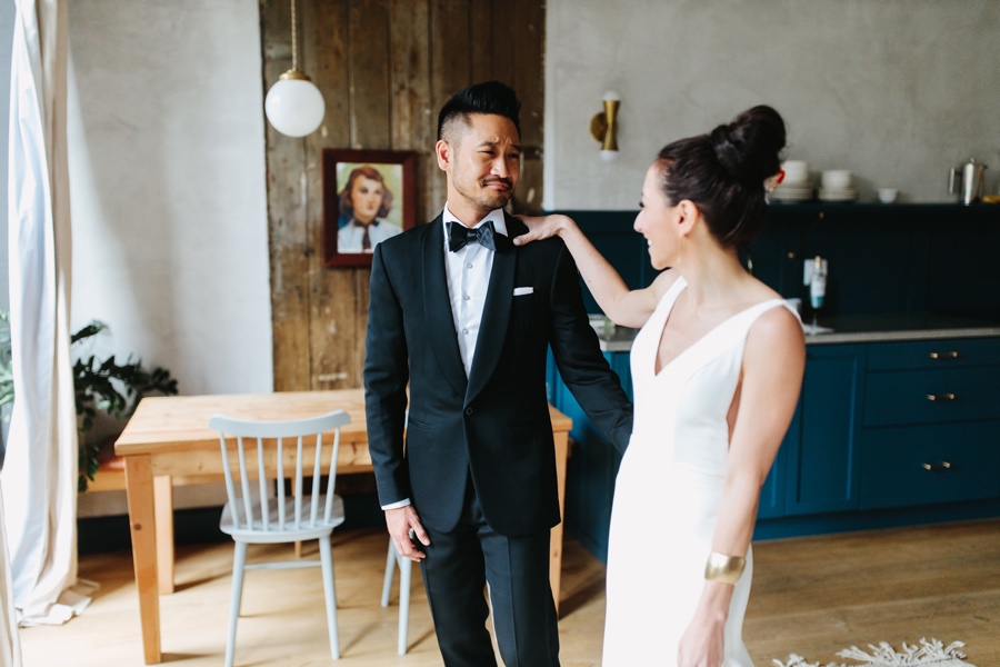 Bride and groom first look