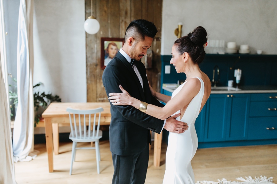 Bride and groom first look