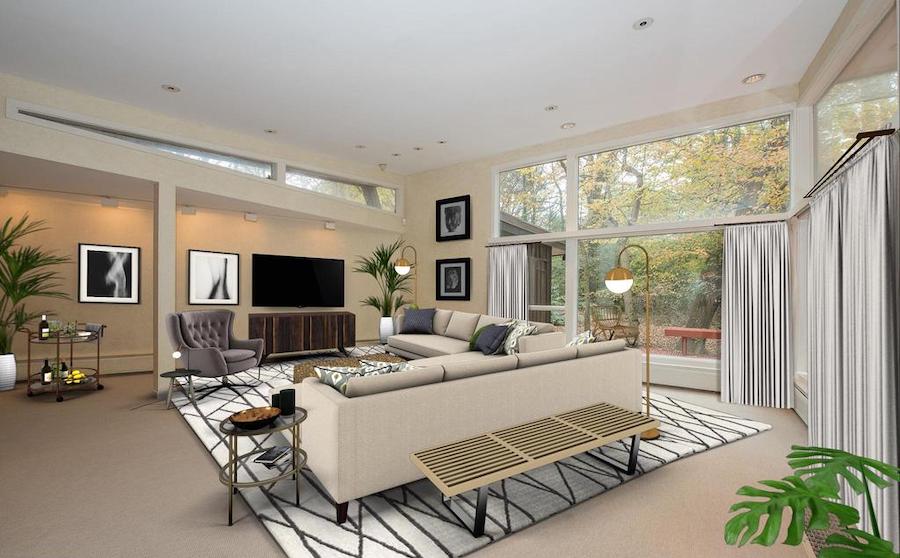 house for sale penn valley midcentury modern living room