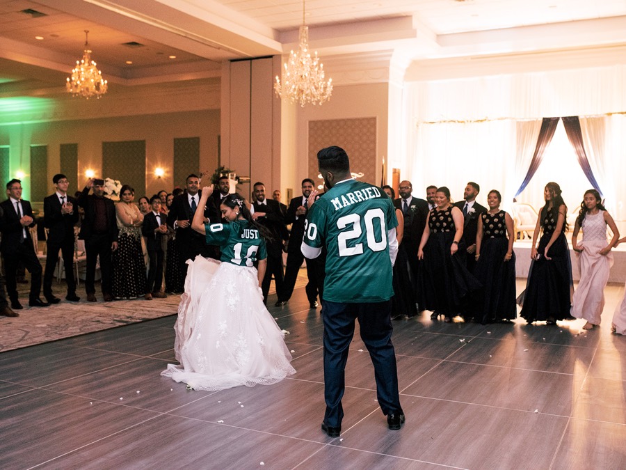 This Couple Wore Just Married Eagles Jerseys at Their Wedding