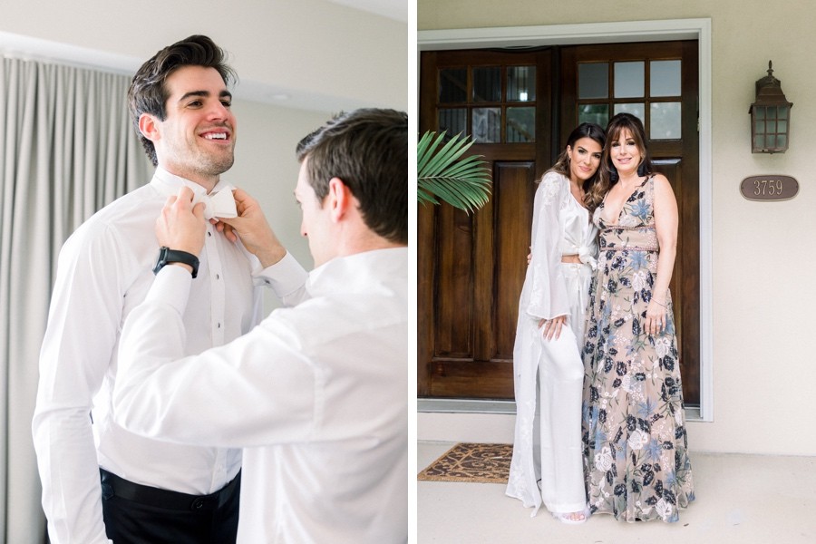 Bride and groom getting ready