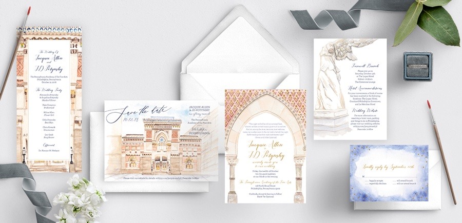 Hand-Painted wedding invitations