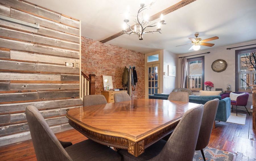 house for sale point breeze reclaimed rowhouse dining room