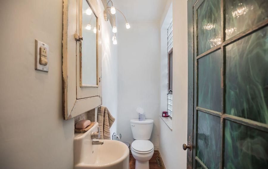 house for sale point breeze reclaimed rowhouse powder room