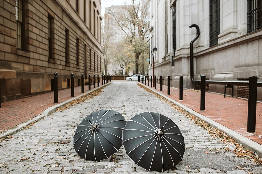 umbrellas in an alley