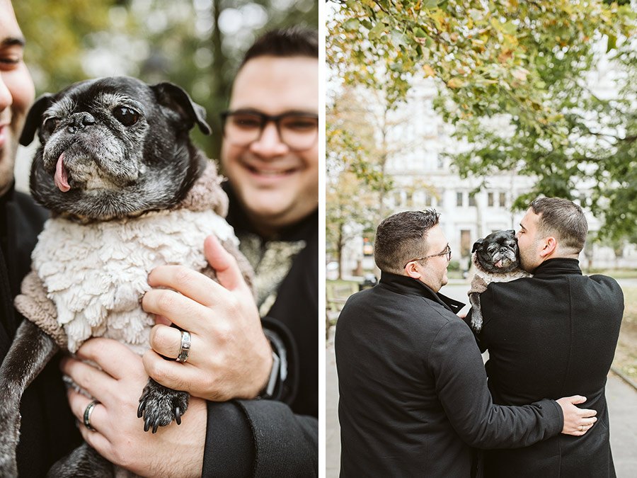 washington square west engagement photos with dog