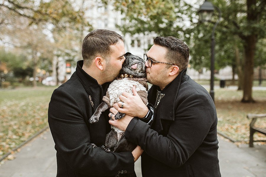 washington square west engagement photos with dog