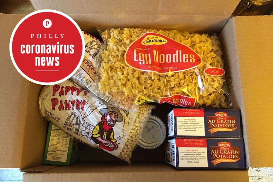 a free box of food handed out by the city of philadelphia during the coronavirus crisis