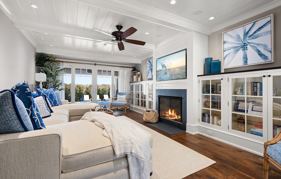 avalon duneside shingle style house family room