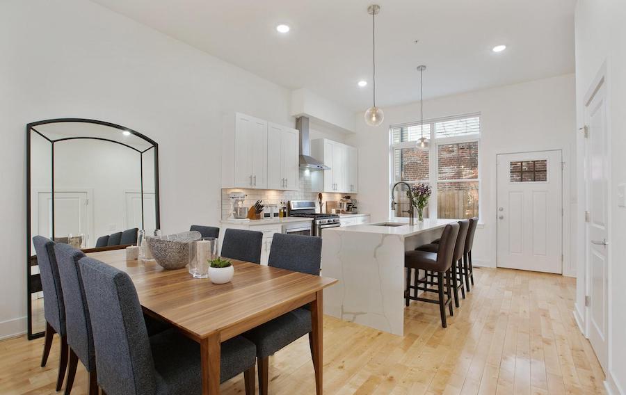 brewerytown young rowhouse for sale dining room and kitchen