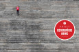 a woman runs on the philadelphia art museum steps during the coronavirus crisis in philadelphia