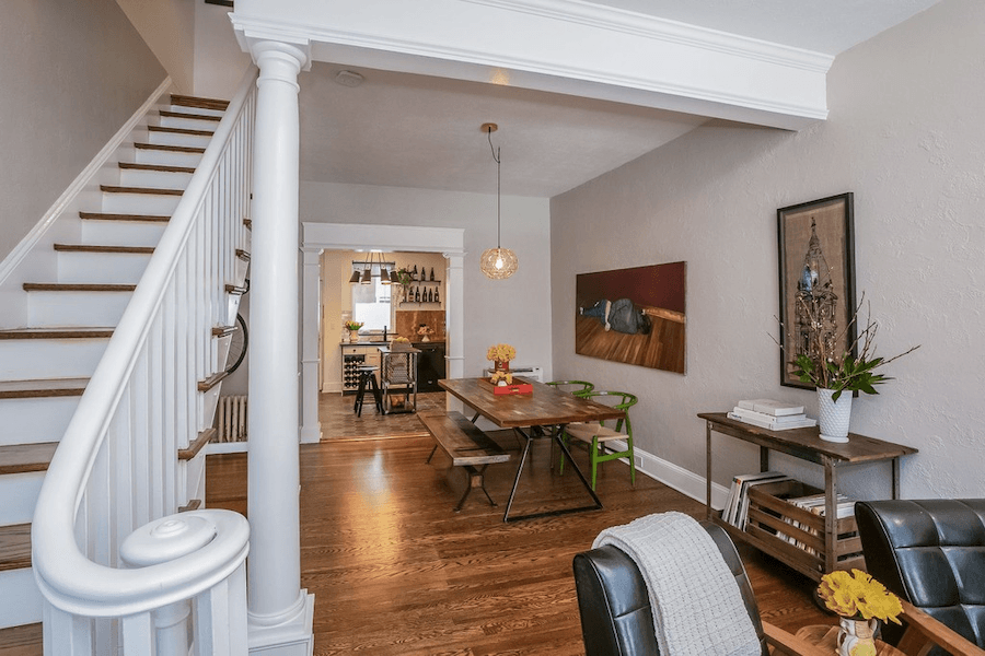 renovated queen village rowhouse for sale dining room